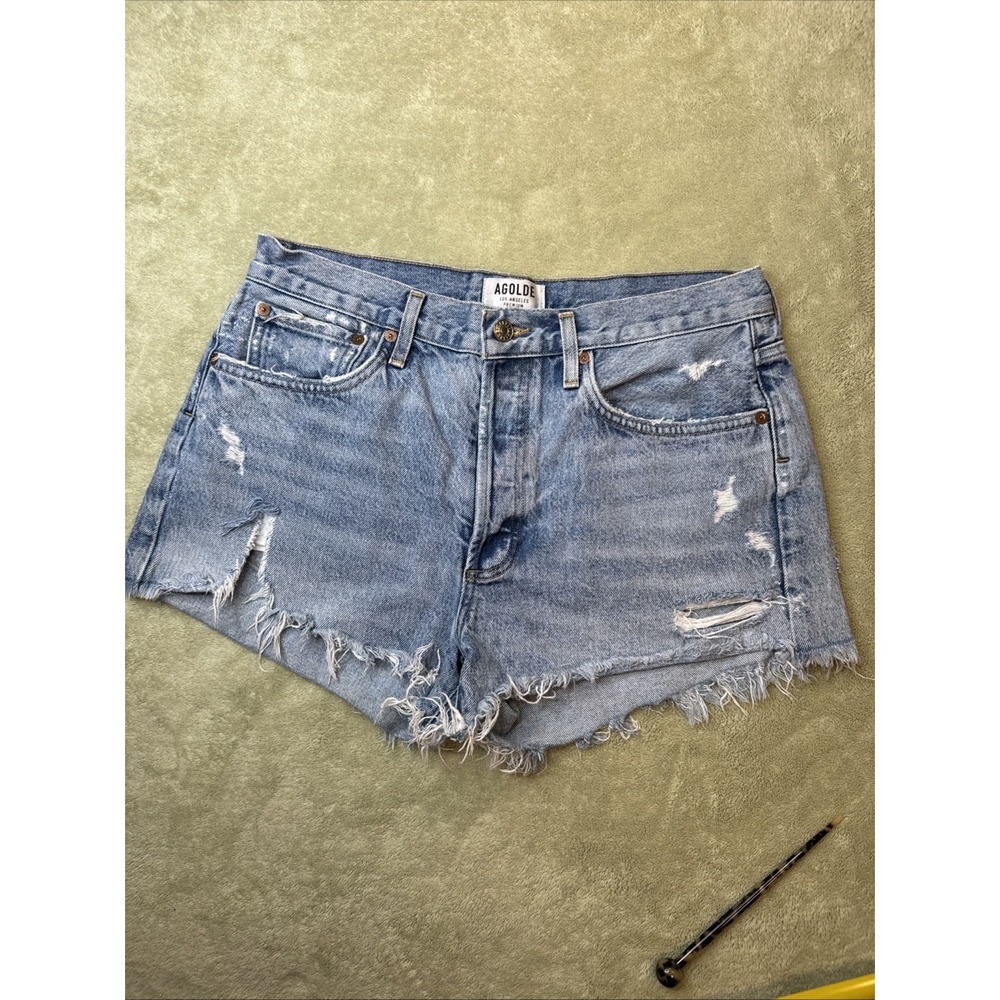 AGOLDE Denim cut off Short Women 29 Light Wash Parker High Rise Raw Hem festival